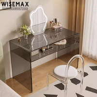 WISEMAX FURNITURE Mobilier de maison nordique Chambre d'hôtel Coiffeuse Bureau Mobilier en verre Verre transparent Table à clous Table de salon
