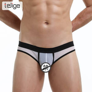 Sous-vêtements sexy taille basse personnalisés <span class=keywords><strong>pour</strong></span> hommes culottes gays strings avec logo à la taille tissu tricoté - Product Image 4