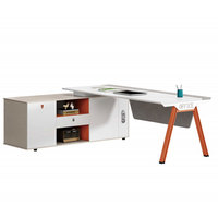 Bureau de direction en bois massif convertible en forme de L Liyu Modern