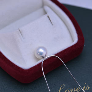 Pendentif en perle d'eau douce blanche de 9-10 mm avec collier en argent S925, design coréen en forme de cône, lumière intense, faibles défauts, pour femmes - Product Image 3