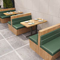 Leichtes Luxus-Restaurant High Back Booth Seating Leder Half Cafe Restaurant Stand Sitz gelegenheiten Round Wooden Sofa Set