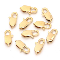 Fermoirs à griffes de homard ovales droits en acier inoxydable plaqué or, étanches, pour la fabrication de bijoux