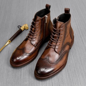 Botas de Cuero Genuino de Alta Calidad, Cómodas, Hechas a Mano, Duraderas, Versátiles e Impermeables para Hombre, para Fiestas, Vida Diaria y Más - Product Image 6