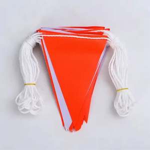 Vente directe d'usine personnalisé Orange bruant Pvc vinyle 45 drapeaux sécurité fanion chaîne drapeau avec bande de treillis réfléchissante - Product Image 6