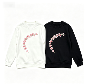 Ensemble de vêtements pour garçon, sweat-shirt blanc à col rond pour femme, manches longues, logo sur le devant, en coton tricoté, vêtements de printemps pour garçon - Product Image 3