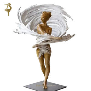 Scultura della statua della ragazza danzatrice di bellezza nuda nuda in stile occidentale moderna in bronzo - Product Image 3