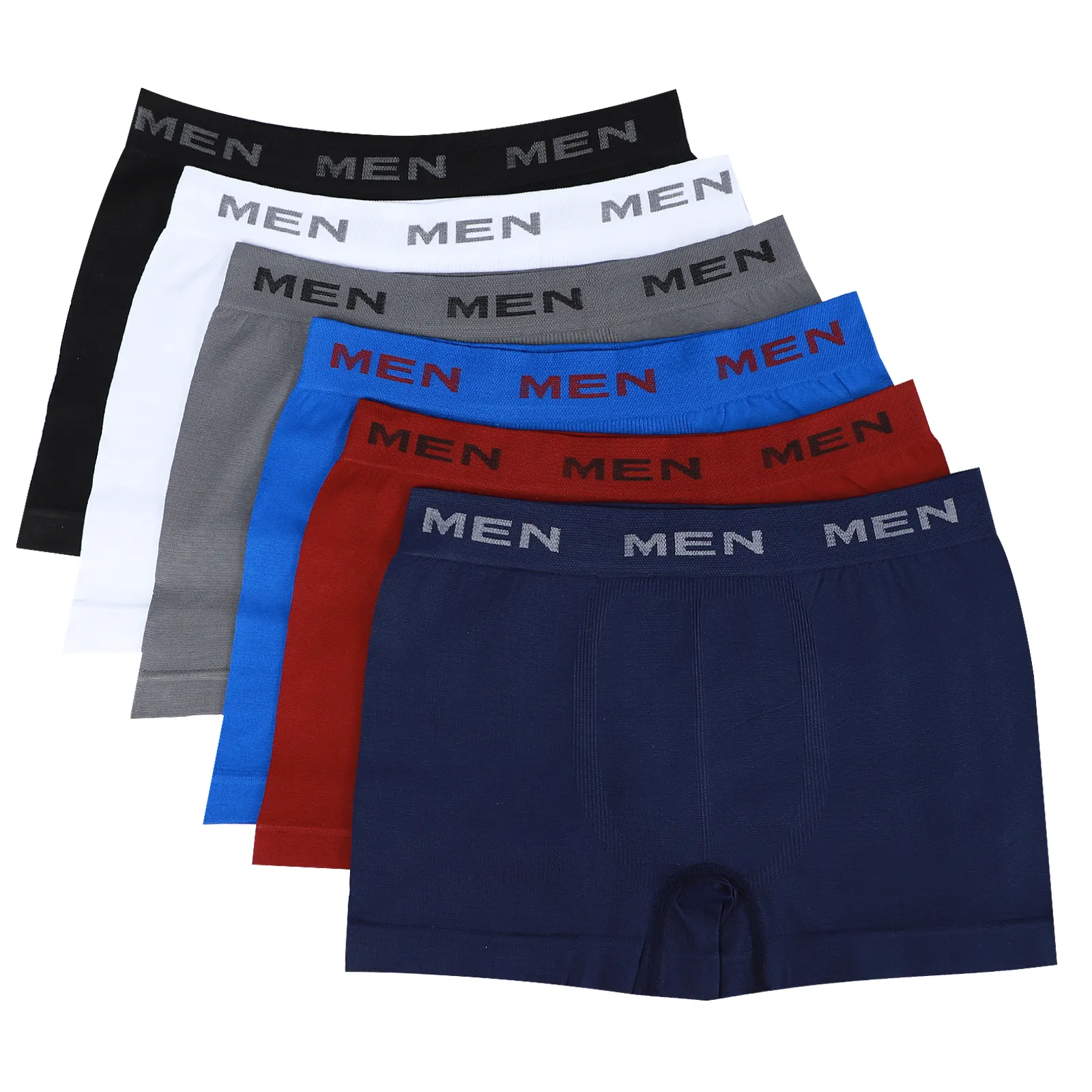 Orta artış dikişsiz erkek iç çamaşırı boxer külot beyaz siyah düz renk polyester külot yetişkin adam için toplu stok erkekler A0246