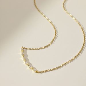 Dylam Simplicity Design, Joyería Fina para Mujer, Cadena de Plata de Ley 925, Barra de Circonia 5A, Collar con Colgante en Forma de Sonrisa para Mujer - Product Image 6
