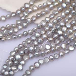 Collar y Pulsera de Perlas Sueltas Gris Claro de Doble Cara Estilo Barroco, Materiales Semielaborados para Manualidades, Color Blanco Perla - Product Image 3