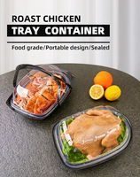 Grande boîte noire en plastique de qualité alimentaire pour emballage blister de viande de poulet crue fraîche de supermarché