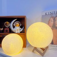 Massivholz Abnehmbare 3D-Mondlampe kreative Studie Schlafzimmer Nachttisch Licht Holz klappbare LED-Tisch lampe Ständer Holz halter