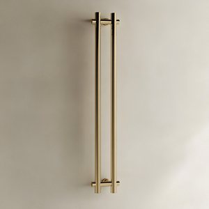 Scaldasalviette Doppio da Parete Verticale Elettrico in Acciaio Inox Dorato per Bagno - Product Image 4