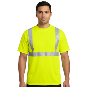 Fully Customized Class 2 High Vis Reflective Breathable Safety <b>T</b>-<b>Shirt</b> Polyester/Cotton Workwear Customized Printing LED <b>Flash</b> - Product Image 1