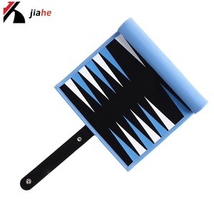 El Mejor Regalo, Juego de Ajedrez y Backgammon Portátil de Viaje, Enrollable, Hecho a Mano, de Cuero Azul de Lujo - Product Image 5