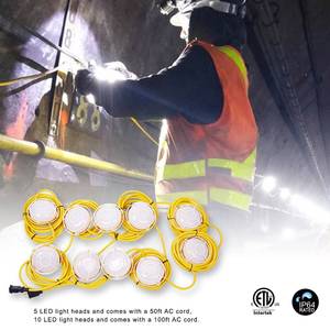 40W/80W <b>LED</b> Construction String <b>Light</b> 50ft/100ft Temporary <b>Work</b> <b>Light</b> Heavy Duty Portable Job Site Lighting for Building,Tunnel - Product Image 5
