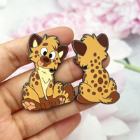 Broche en émail Hyène tachetée Kawaii, personnalisée, mignonne, dessin animé, animal sauvage, en métal, pour sac, vêtement, accessoire