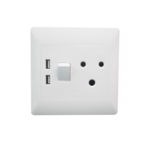 Enchufe de interruptor tradicional, 1 interruptor, 2 puertos USB, 1 toma de Sudáfrica, 15A