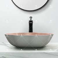 Lavabo de cerámica montado sobre encimera personalizado de fábrica recién llegado con forma creativa lavabo de arte hecho a mano para Baño