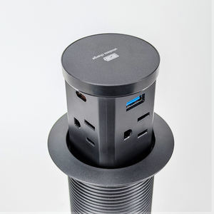 Enchufe de Cocina Hidráulico Emergente con 4 Tomas de Corriente Ocultas, 2 Puertos USB A+C de Carga Rápida y Carga Inalámbrica Superior - Product Image 4