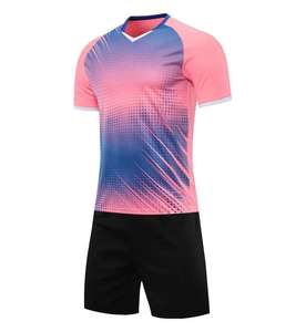 Großhandel Maßgeschneiderte Kinder-Fußball-Trikotsets Blanko Teamname Automatisierter Zuschnitt Wärmeübertragung Trikots Unisex Sportuniformen 100% - Product Image 1