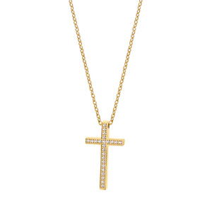 Vintage religieux plaqué or croix diamant acier inoxydable pendentifs beaux bijoux de mode colliers chrétien pour les femmes 2024 - Product Image 5