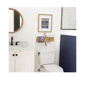 Porte-papier toilette rustique, montage mural vintage avec étagère - Product Image 5