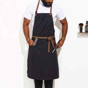 Capes et tabliers en jean personnalisés avec logo, avec sangle en coton réglable à dos croisé, confortables pour les salons et les barbiers - Product Image 4