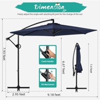 Parasol suspendu étanche en fer forgé pour jardin, terrasse, restaurant, protection solaire extérieure – Fournisseur direct usine