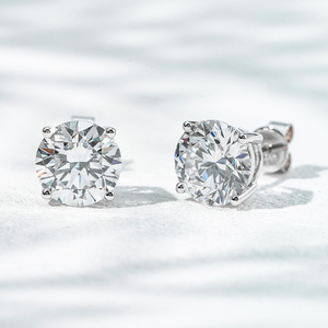 Envío Rápido, Juego de Aretes de Oro Sólido de 10k con Diamantes de Laboratorio Sueltos, Corte Redondo DEF VS de 0.5ct y 1ct, con 4 Puntas - Product Image 2