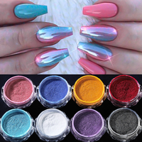Aurora Powder Nail Glitter Pearl Neon Dust Effect Chrome Art Mermaid Rainbow AB Color pour le trempage, la décoration