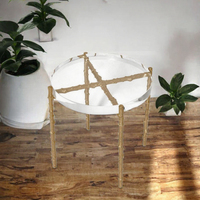 Table basse moderne minimaliste en bois massif et métal avec plateau en acrylique, meubles de salon pour petits appartements, usage domestique
