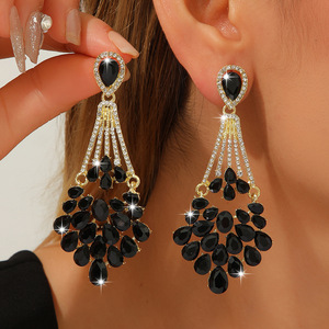European and American Cross-border Light Luxury Drops Diamond Long <b>Earrings</b> Wedding Dinner High-end Tassel <b>Earrings</b> Women's - Product Image 4