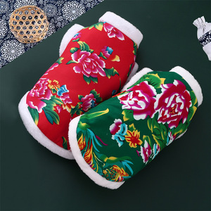 เสื้อผ้าปีใหม่สำหรับสัตว์เลี้ยงฤดูใบไม้ร่วงฤดูหนาวเสื้อโค้ทสไตล์จีนและตะวันตกสำหรับแมวมีซับในผ้าคอตตอนและขนแกะขนาดใหญ่ - Product Image 6