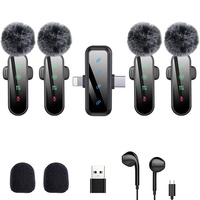HF9 4-in-1 Kabelloses Lavalier-Mikrofon-Set mit Geräuschunterdrückung, 20Hz-20kHz Clip-on-Mikrofon für TikTok Live-Streaming