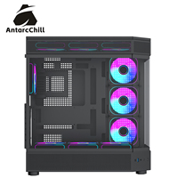 AntarcChill Black Gaming Case Full Tower ATX Support 360 Radiator USB 3.0/Type-C Tempered Glass Side Panel