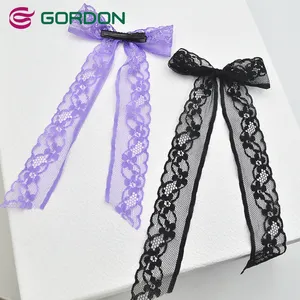 Gordon Ribbons Hot Sale Lace Ribbon Hair Bow With Clips For Girls Fairy Style Hairpin Hair Accessories