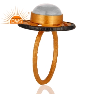 Party Wear Fire Opal Gemstone Ring Wholesaler 24k <b>Yellow</b> Gold Plated Fashion Designer Brass Ring Jewelry Vintage Collection - Product Image 4