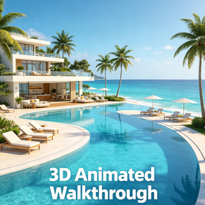 Service de conception d'intérieur pour complexes hôteliers et bâtiments commerciaux, animation 3D en vue aérienne et rendu d'espace intérieur, production sur mesure - Product Image 2
