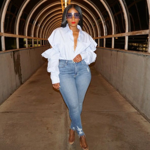 2025 nuovo arrivo camicetta da donna primavera a maniche lunghe camicetta Casual in cotone top Street Wear camicie bianche taglie forti da donna - Product Image 2