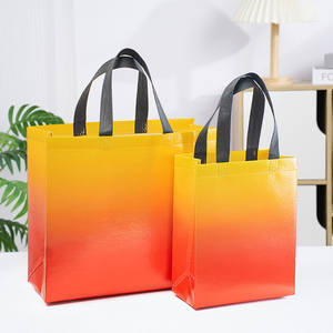 Sac à main tissé dégradé de couleur tendance, sac fourre-tout imperméable dégradé, sacs de shopping tissés grande capacité, sacs fourre-tout portables - Product Image 1