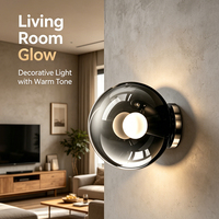 Applique Murale Moderne Globe en Verre Fumé Noir, LED Dimmable 3 Couleurs pour Chambre, Salon, Hôtel, Couloir – Lampe Murale Décorative