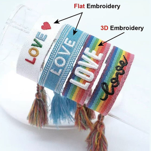 Braccialetto Intrecciato Regolabile in Stile Bohémien con Logo Personalizzato Ricamato, Charm e Nappina in <span class=keywords><strong>Filo</strong></span> di Poliestere - Product Image 4