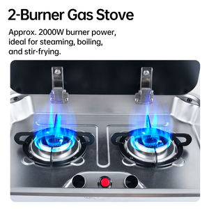Cuisinière à <span class=keywords><strong>gaz</strong></span> encastrable 2 brûleurs en acier inoxydable pour <span class=keywords><strong>camping</strong></span>-<span class=keywords><strong>car</strong></span>, caravane, remorque, <span class=keywords><strong>camping</strong></span>-<span class=keywords><strong>car</strong></span>, cuisine de fourgonnette - Product Image 4