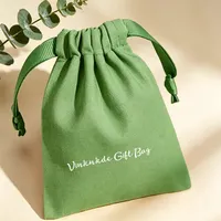 Sac en coton recyclable personnalisé avec logo, pochette en toile jaune herbe verte pour bijoux, emballage de bonbons