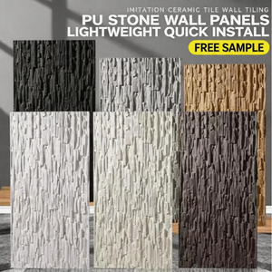 Revêtement mural en <span class=keywords><strong>pierre</strong></span> artificielle PU, imitation <span class=keywords><strong>pierre</strong></span>, grand panneau, écologique, durable, effet vague 3D, pour décoration extérieure de villa - Product Image 1