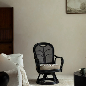 Sillón Giratorio de Ratán Natural Australiano al por Mayor con Cojín, Silla de Comedor de Mimbre Tejida a Mano para Sala de Estar o Balcón - Product Image 2