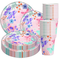 Transfrontalier printemps enfants filles fête d'anniversaire décoration thème papier tasse assiette couteau et fourchette cuillère s