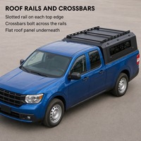 Auvent de camion modulaire à toit rigide avec porte-bagages, capot de benne noir mat, fenêtres latérales à charnières, ajustement personnalisé