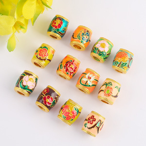 ลูกปัดเคลือบแบบดั้งเดิมของ Lisheng Jewelry รูปทรงกระบอก ลายหยดน้ำมัน สำหรับตกแต่งเครื่องประดับ DIY ลายดอกไม้วันเกิด - Product Image 3