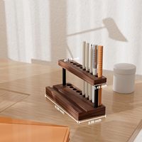 Porte-stylo en bois, organisateur de bureau, boîte de rangement pour marqueurs, pot à pinceaux, support d'affichage de photos multifonctionnel, support pour téléphone ZW